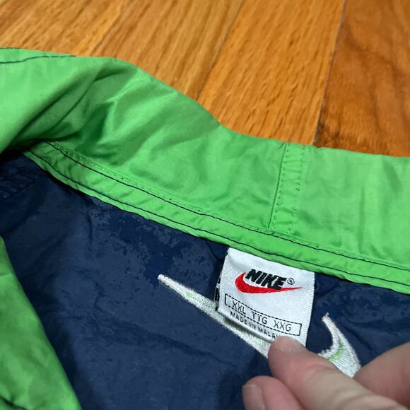 90s Nike Vintage Center Swoosh Pullover 1/4 Zip Windbreaker Blue Green XXL Retro - Picture 4 of 12